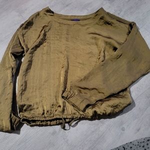 Aeropostale Medium Dress Shirt Blouse Green Shiny Silk Material